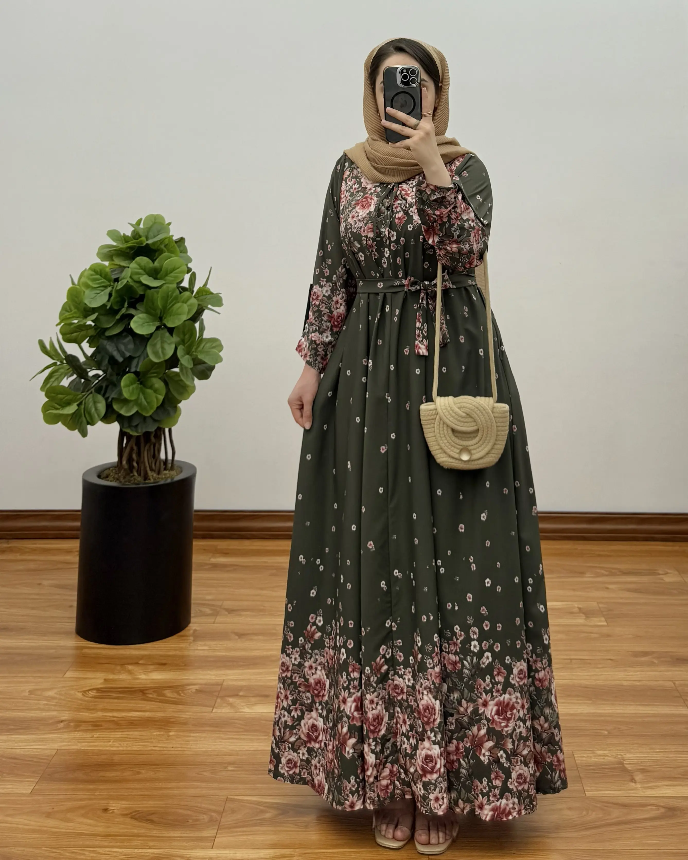 پیراهن مانتویی ایتالیایی کرپ فلور ماهرخ